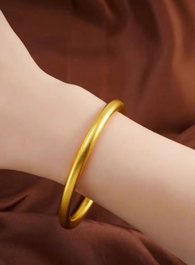 复古古法民族风沙金传承实心手镯