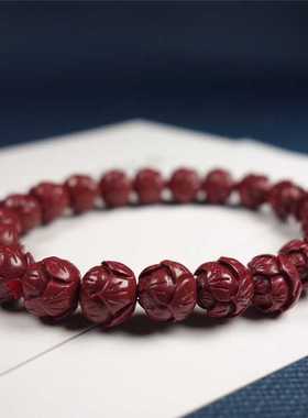 朱砂复古莲花好运连连情侣款手串