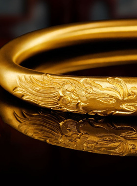 龙凤手镯沙金黄金色传承嫁妆镯子
