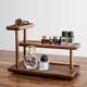Solid wood tabletop storage rack at the entrance of the entrance hall perfume makeup skin care products ornaments three-layer storage rack