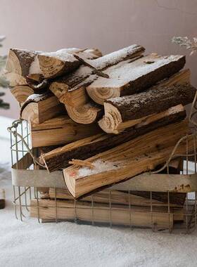 饰摆件壁F76J8J8J装炉橱窗列圣诞柴露营道具木头木原木木材美陈式