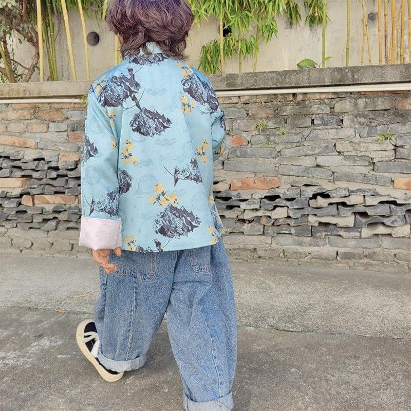 儿童唐装新中式小衫春和景明提花外套国风汉服24新款春装双层薄款,淘宝优惠券,粉丝福利购,淘宝优惠卷