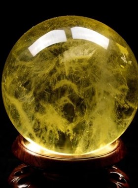 天然黄水晶球原石摆件客厅玄关卧室办公室家居装饰品开业乔迁礼品