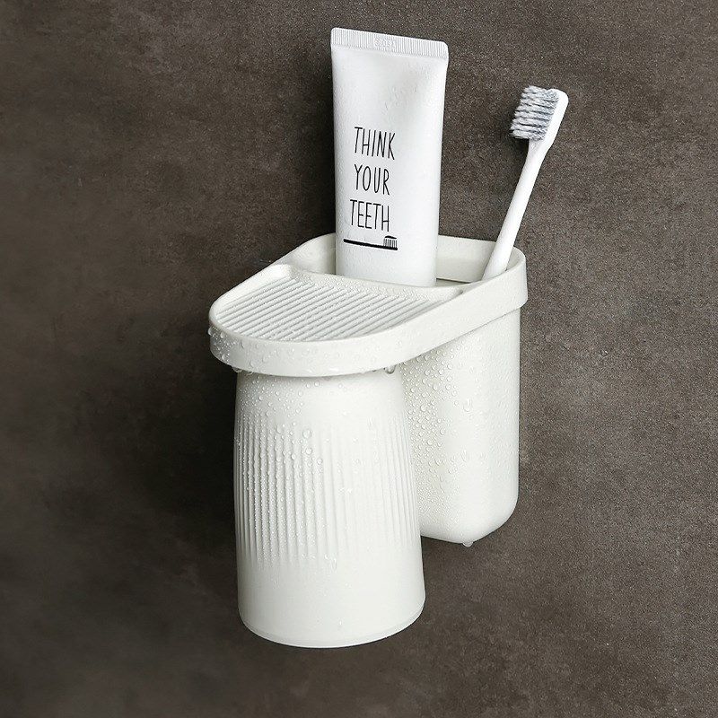 漱口杯置物架套装一家三口壁挂式免打孔牙膏牙刷牙杯磁吸收纳架,淘宝优惠券,粉丝福利购,淘宝优惠卷