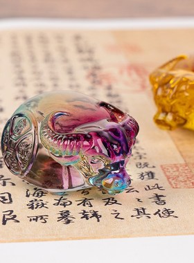 水晶牛摆件琉璃生肖牛玄关饰品牛气冲天招财开业礼品摆件家居桌面