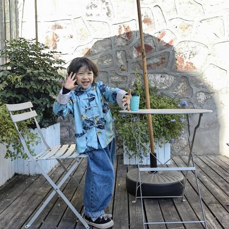 儿童唐装新中式小衫春和景明提花外套国风汉服24新款春装双层薄款,淘宝优惠券,粉丝福利购,淘宝优惠卷