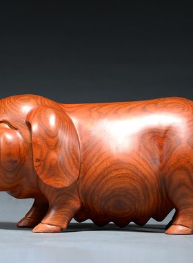 速发花梨木雕猪二件实木十摆生肖猪家居客厅工饰招财红木装艺品