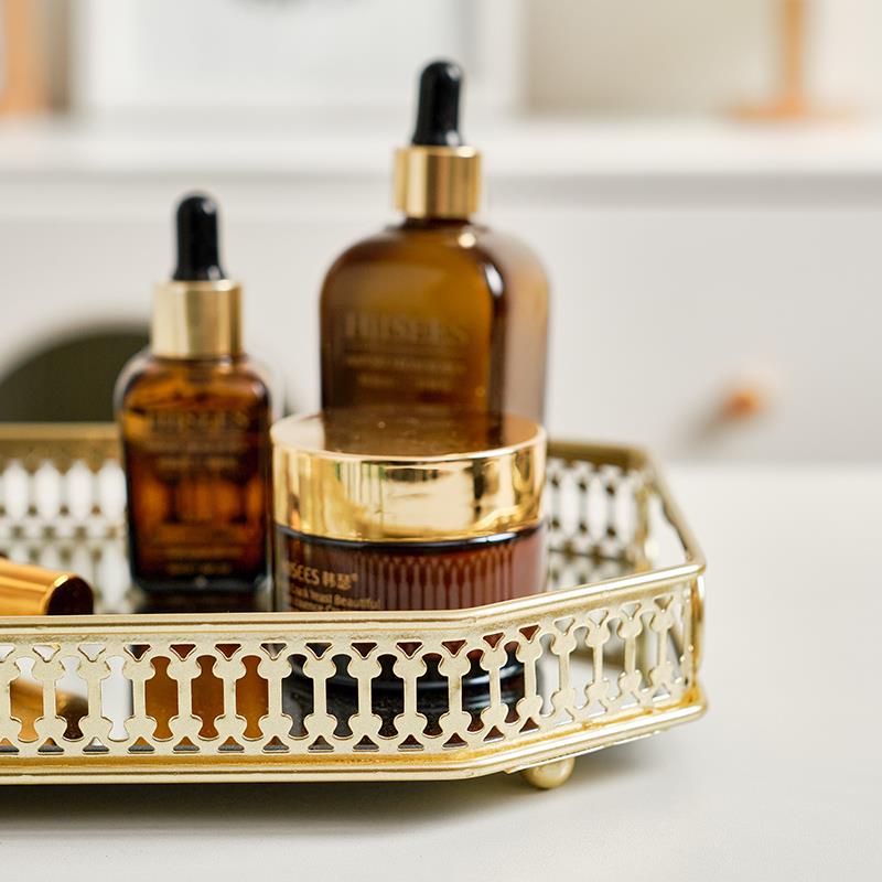 欧式镜面玻璃金色收纳托盘家用客厅茶几轻奢高级感长方形茶杯盘子 - 图2