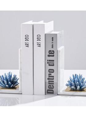 现代紫水晶书挡书立架大理石书靠办公室书档样板房书房软装饰品摆