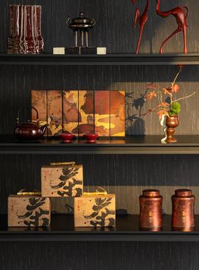 新中式风样板房售楼处茶室书架博古架禅宗摆件组合陈列室软摆