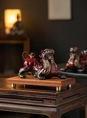 中式招财镇宅飞天貔貅摆件一对家居客厅办公室旺财皮丘聚财装饰品