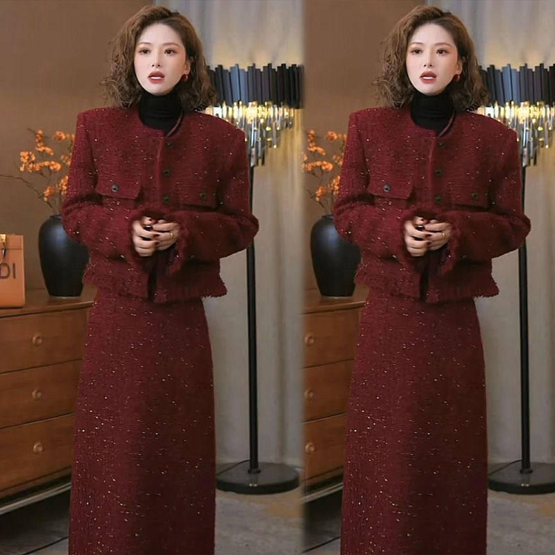 小香风高端名媛套装裙女秋装2025新款爆款轻奢外套半身长裙两件套,淘宝优惠券,粉丝福利购,淘宝优惠卷