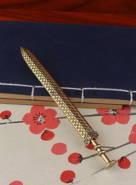 14厘米黄铜越王勾践剑金属刀纯铜兵器模型古风代鱼肠剑古风小摆件