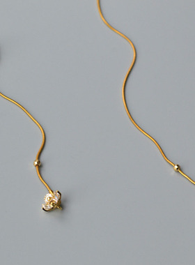 日本品质秋冬新款法式小众设计锆石水晶花朵双层叠带高级感长款项