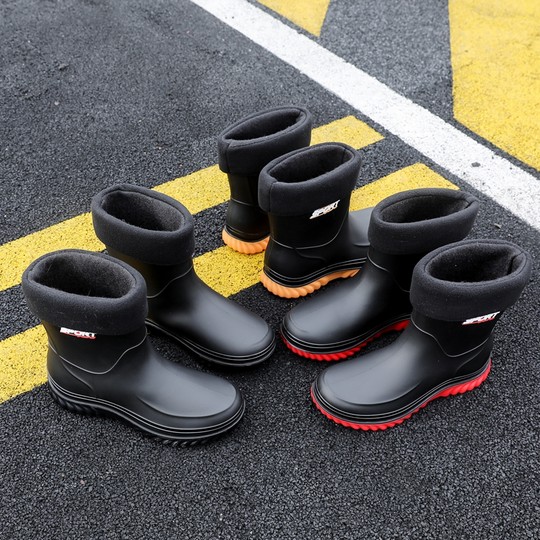 Немецкие резиновые сапоги, мужские модные водонепроницаемые и износостойкие резиновые сапоги для рыбалки, нескользящая обувь для работы на кухне, а также бархатные резиновые туфли на плоской подошве