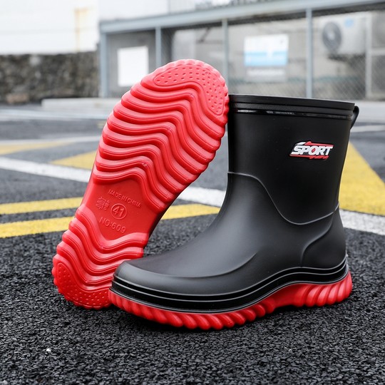Немецкие резиновые сапоги, мужские модные водонепроницаемые и износостойкие резиновые сапоги для рыбалки, нескользящая обувь для работы на кухне, а также бархатные резиновые туфли на плоской подошве