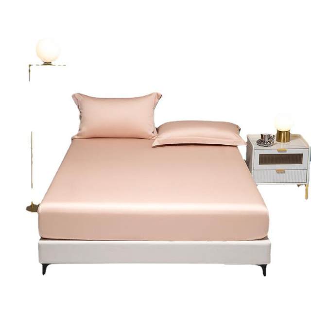 200S summer Tiansi bed sheet single product solid color single double ice silk naked sleeping dormitory cool quilt cover pillowcase three-piece set