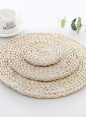 拍摄道具垫子天然玉米皮手工草编加隔热茶垫桌垫耐热砂锅盘杯餐垫