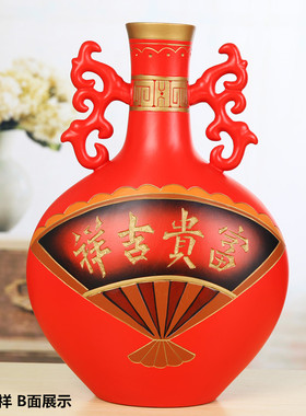 创意新中式手绘彩陶大花瓶客厅酒柜家居摆设乔迁新居装饰摆件玄关
