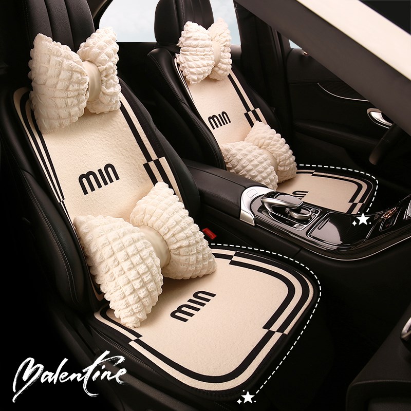 现货速发汽车坐垫四季通用车内座套可爱座椅套秋冬半包后排单片毛 - 图2