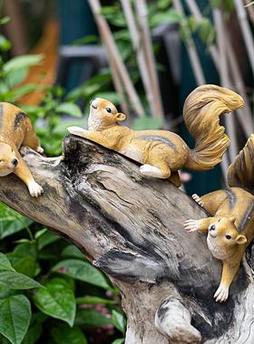 花园装饰摆件庭院布置树脂仿真松鼠树挂动物园林景观户外装饰摆设