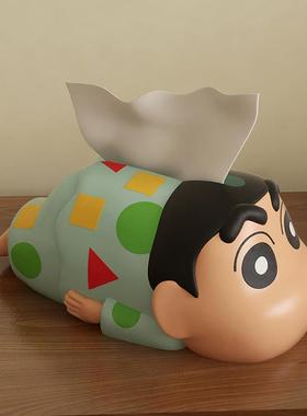 创意高档纸巾盒客厅桌面家用抽纸盒纸抽盒蜡笔小新搬家送礼物摆件