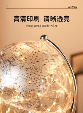 创意地球仪摆件透明轻奢高档家居客厅电视柜书房办公室桌面装饰品