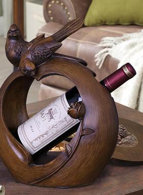 创意红酒架摆件现代新中式客厅电视柜酒柜装饰品小鸟乔迁新居礼品