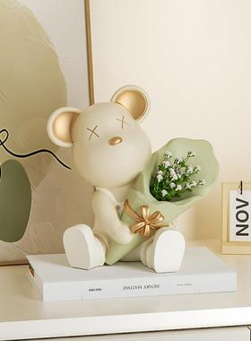 创意捧花暴力熊玄关摆件旺宅装饰客厅电视柜酒柜入户乔迁新居礼物