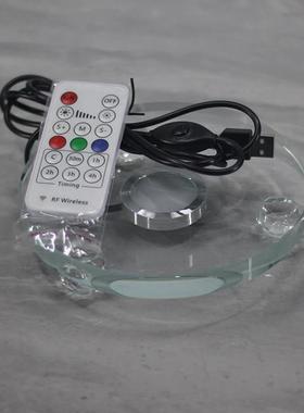 发光底座插电七彩佛堂酒柜书桌佛像水晶摆件灯光黄光白光圆形托底