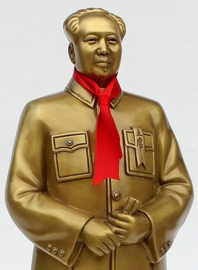 毛主席铜像摆像客厅爷爷摆件泽东全身纯铜风衣开国挥手紫黄铜雕塑