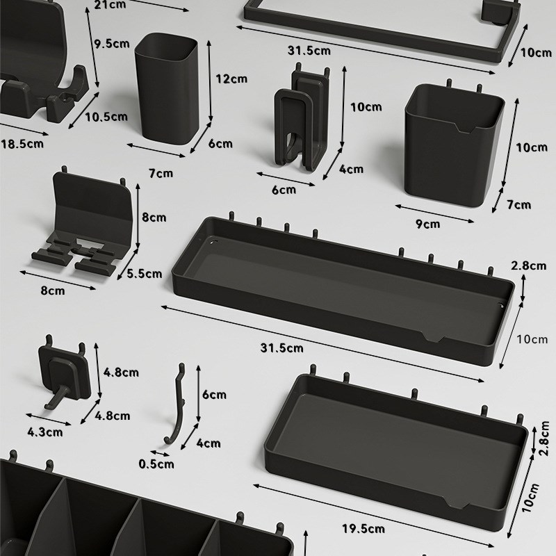 Round hole hole board accessories universal 6mm 16 hole spacing L hook storage box metal plate storage rack square box mobile phone holder