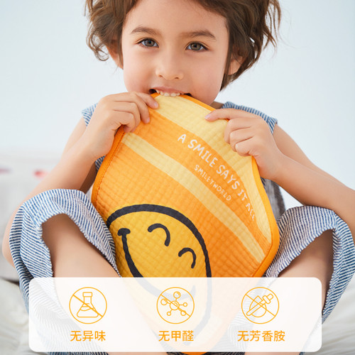 【婴儿口水巾】法国SMILEY笑脸儿童小方巾新生儿毛巾抗菌速干棉纱 - 图3