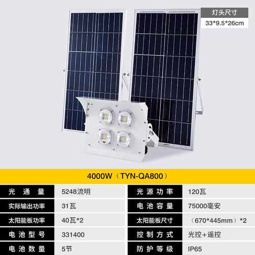 光润达大功率太阳能球场太阳能灯户外广场LED照明投光灯道路光伏 - 图0