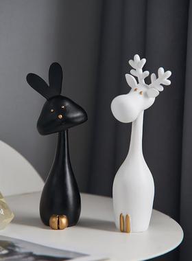 兔子摆件轻奢高档客厅酒柜装饰品家居玄关电视柜子高级感小众软装