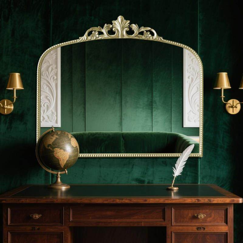 法式铁艺装饰镜简约欧式ins风家用卧室卫生间客厅拱形镜子网红镜 - 图3