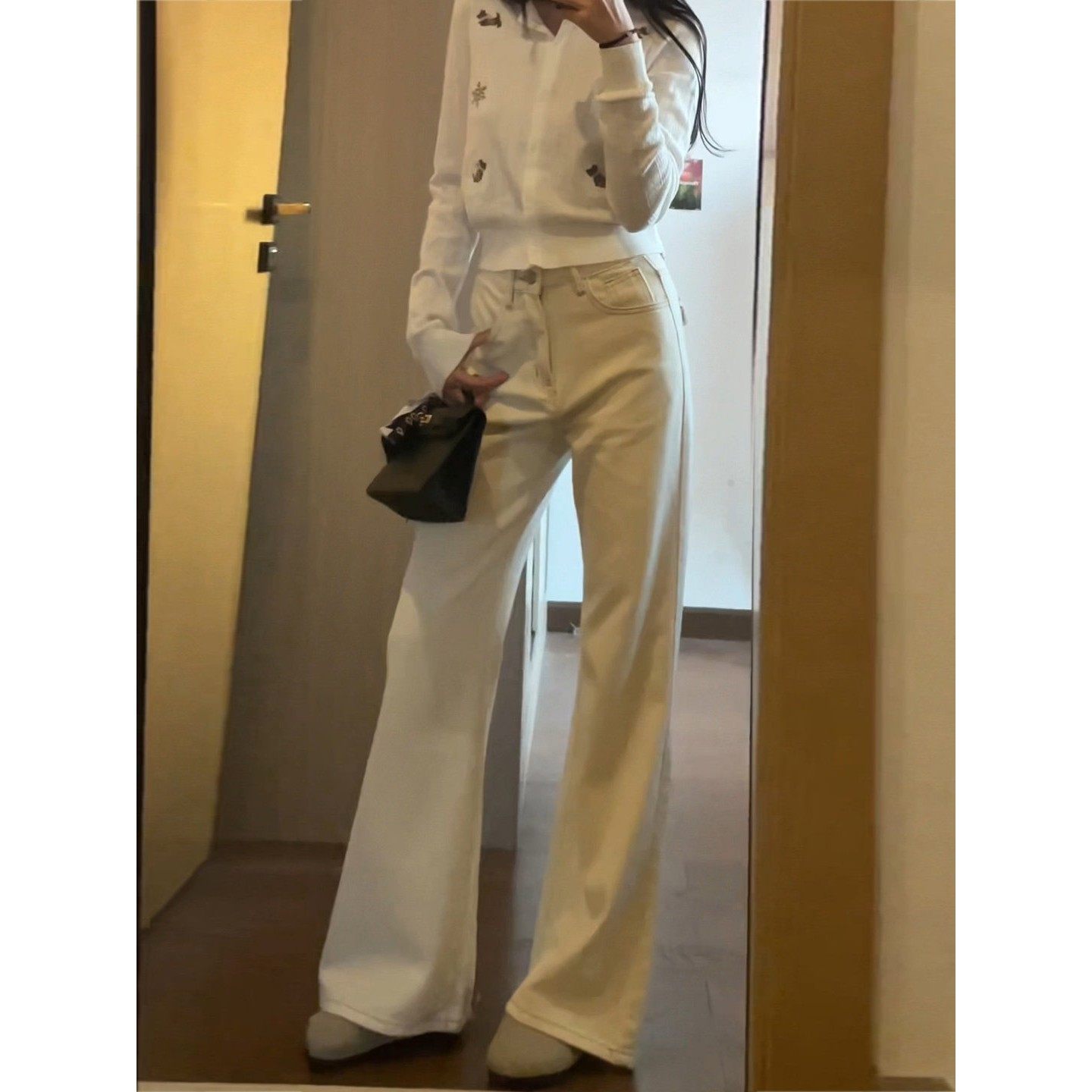 白色高腰直筒牛仔裤女士2025新款裤子小个子显瘦垂感超好看阔腿裤,淘宝优惠券,粉丝福利购,淘宝优惠卷