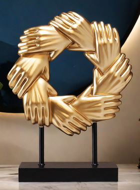 合作共赢诚信握手摆件老板办公室桌面摆设酒柜装饰品乔迁开业礼品