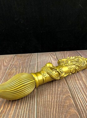 大号纯黄铜毛笔笔架发大笔财招财摆件龙凤呈祥盘龙笔金榜题名礼品