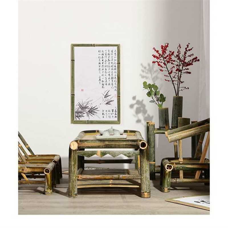 竹子榻榻米桌子楠竹小茶几桌椅组合新中式传统复古怀旧竹制品家具 - 图3