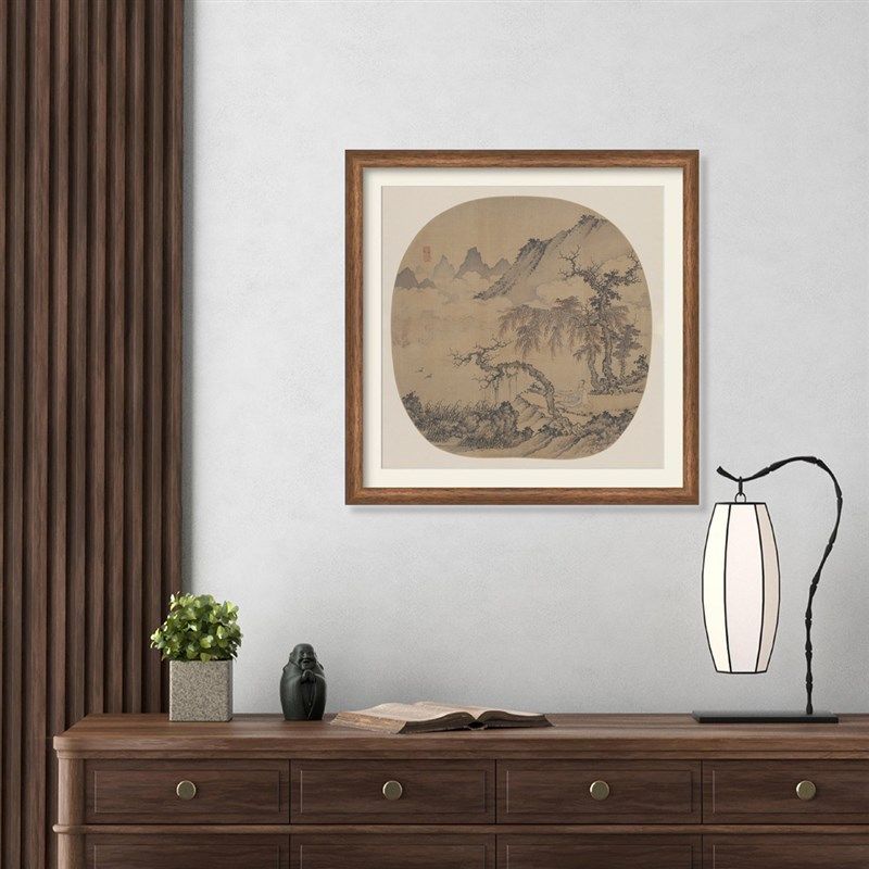 元代盛懋坐看云起图画框摆台小品册页宣纸高清复制客厅玄关装饰画,淘宝优惠券,粉丝福利购,淘宝优惠卷