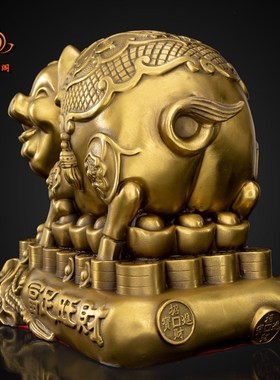 铜猪摆件招财福猪富足旺财猪存钱罐招财进宝铜猪摆件家居装饰礼品