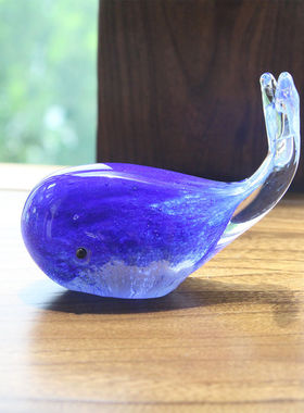 北欧玻璃动物鲸鱼摆件海洋馆纪念品手工艺品鱼缸造景道具生日礼物