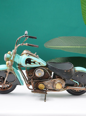 速发桌上复古精致吧哈装摩托车模型摆件铁艺怀旧物件摆设酒小软雷
