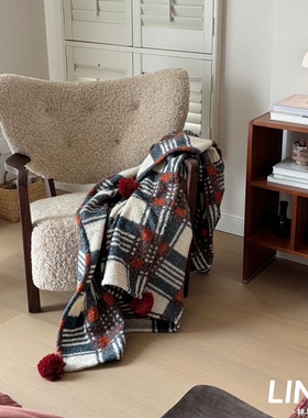 氛围感沙发毯轻奢高级感复古毛毯加厚冬季披肩盖毯装饰软装摆件