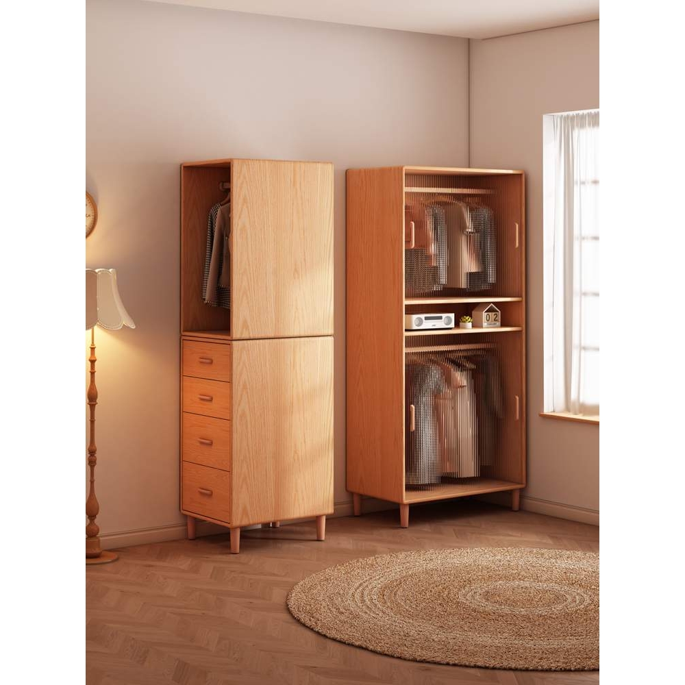 纯实木床尾夹缝衣柜全挂式推拉门小户型衣服柜单人儿童省空间 - 图2