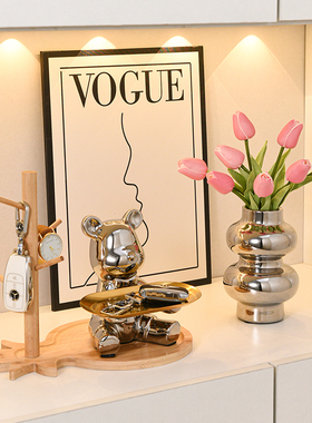 速发熊摆件入物玄关收纳托盘进饰口鞋柜置户架客厅家居装门品