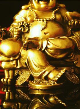 纯铜弥勒佛汽车载摆件和气生财大肚笑佛像客厅店铺装饰工艺礼品摆