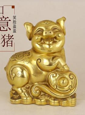 铜猪摆件金猪猪福猪 十二生肖猪 聚宝盆铜猪如意猪元宝家居装饰品