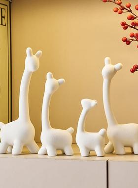 卡通植绒鹿摆件轻奢高档电视柜酒柜客厅玄关家居装饰品小众高级感